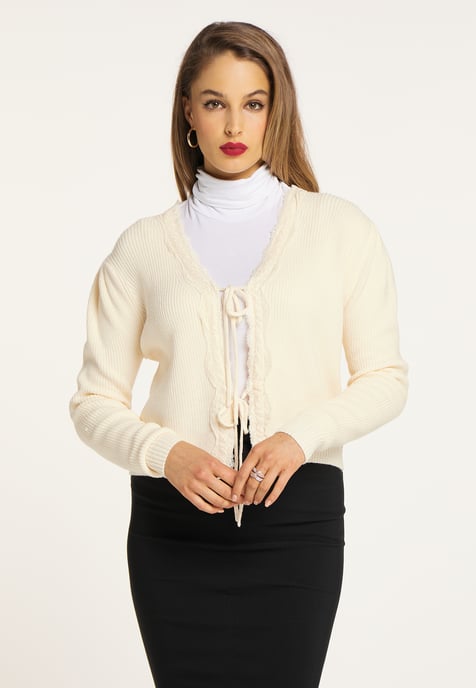Faina Strickjacke Damen Wollweiß - Image 3