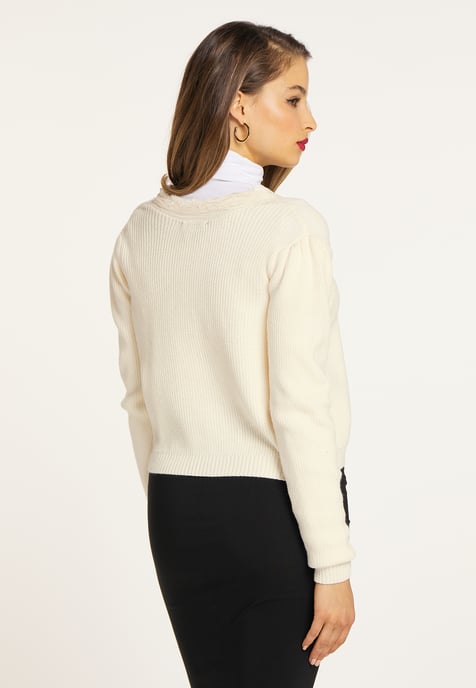 Faina Strickjacke Damen Wollweiß - Image 4