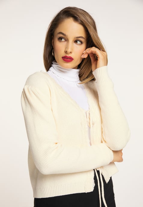 Faina Strickjacke Damen Wollweiß - Image 5