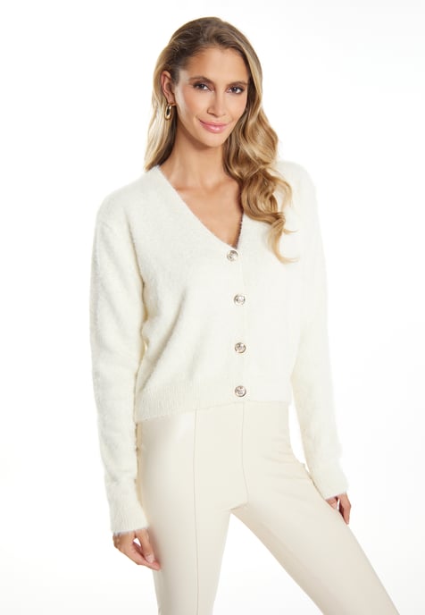 Faina Strickjacke Damen Wollweiß - Image 3