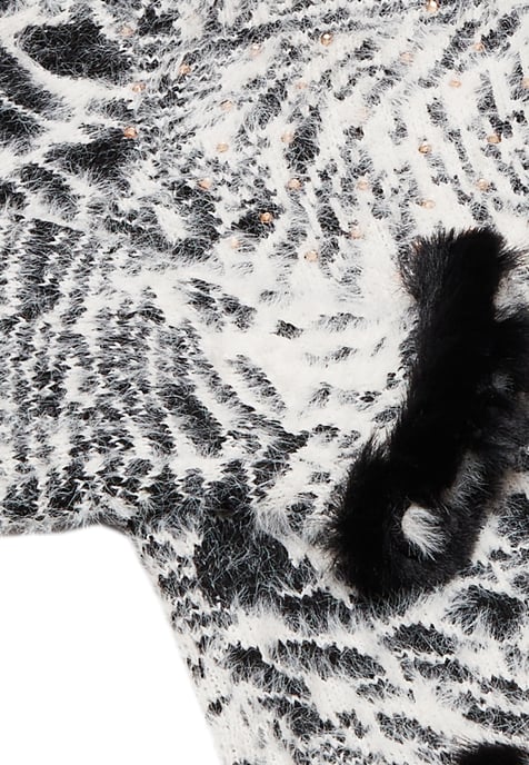 Faina Strickjacke Damen wollweiß schwarz - Image 3