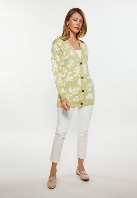 usha Strickjacke Damen Hellgrün Wollweiss - Image 2