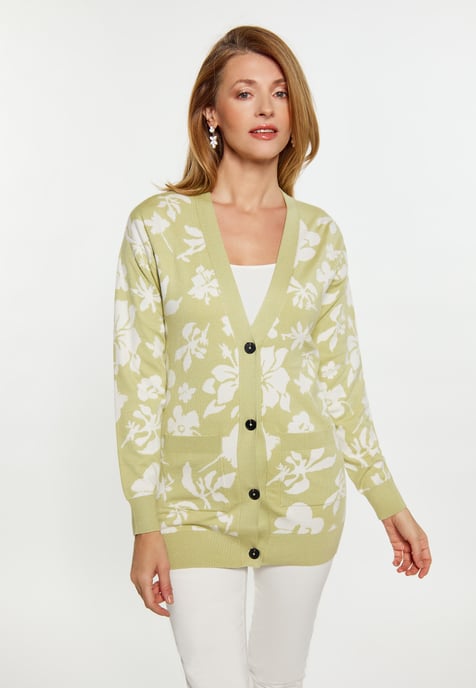 usha Strickjacke Damen Hellgrün Wollweiss - Image 3