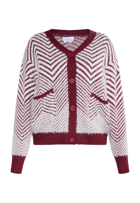 usha Strickjacke Damen Dunkelkirschrot Weiss - Image 1