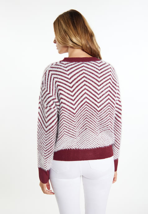 usha Strickjacke Damen Dunkelkirschrot Weiss - Image 4