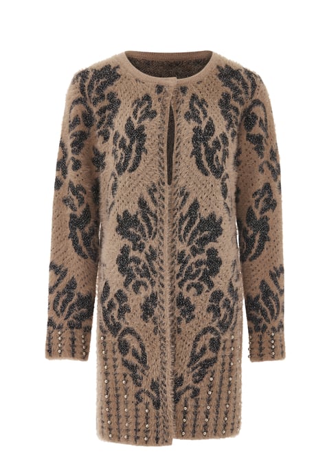 Faina Strickjacke Damen Dunkelrosa Schwarz - Image 1