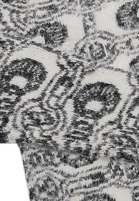 Faina Strickjacke Damen wollweiß schwarz - Image 3
