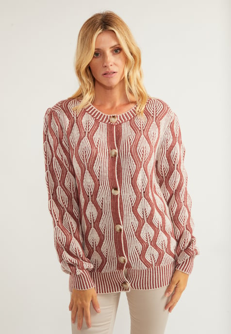 usha Strickjacke Damen Wollweiss Altrosa - Image 3