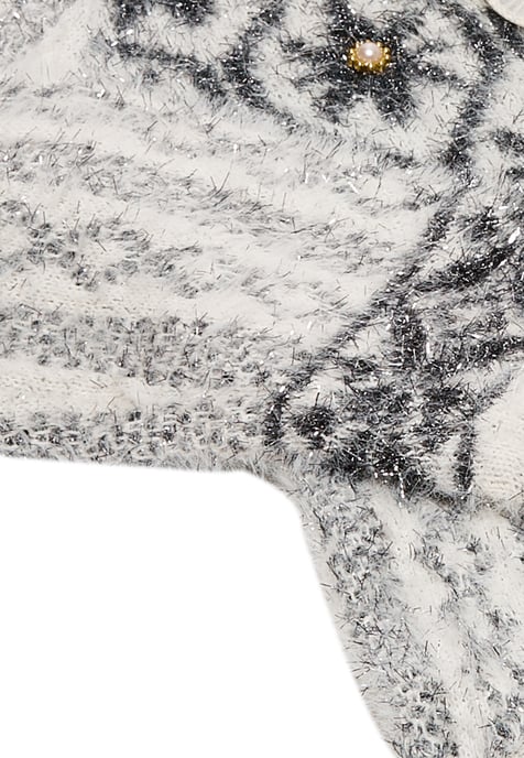 Faina Strickjacke Damen wollweiß schwarz - Image 3