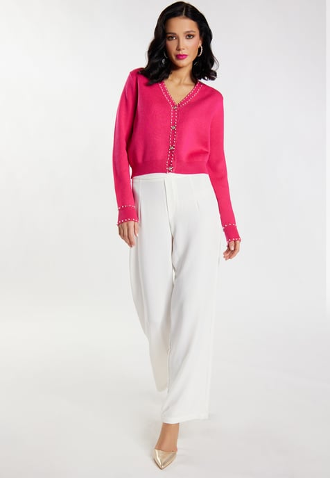 Faina Strickjacke mit Perlen Damen Rosa - Image 2