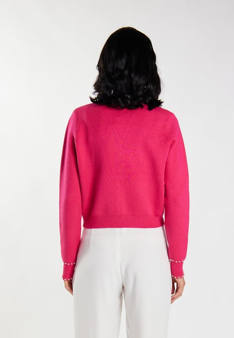 Faina Strickjacke mit Perlen Damen Rosa - Image 4