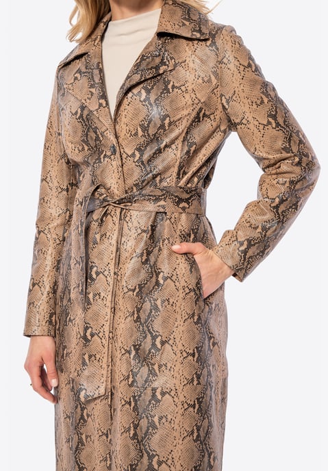 Wittchen Damen-Ledermantel mit Tiermuster, Beige, Naturleder - Image 5