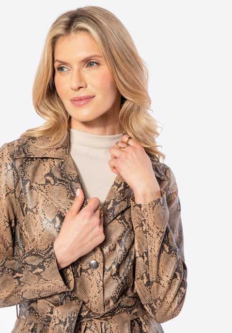 Wittchen Damen-Ledermantel mit Tiermuster, Beige, Naturleder - Image 6