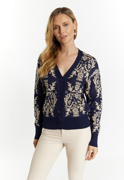 usha Strickcardigan Damen Marine Creme - Image 3