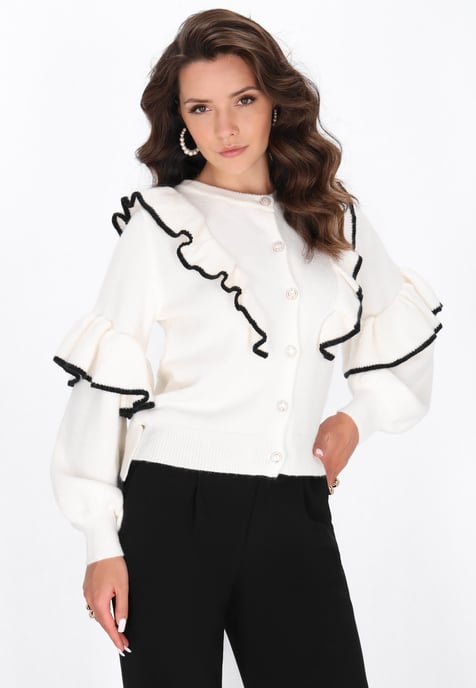 Faina Strickjacke Frauen weiß-schwarz - Image 3