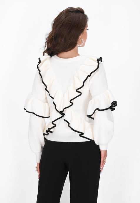 Faina Strickjacke Frauen weiß-schwarz - Image 4