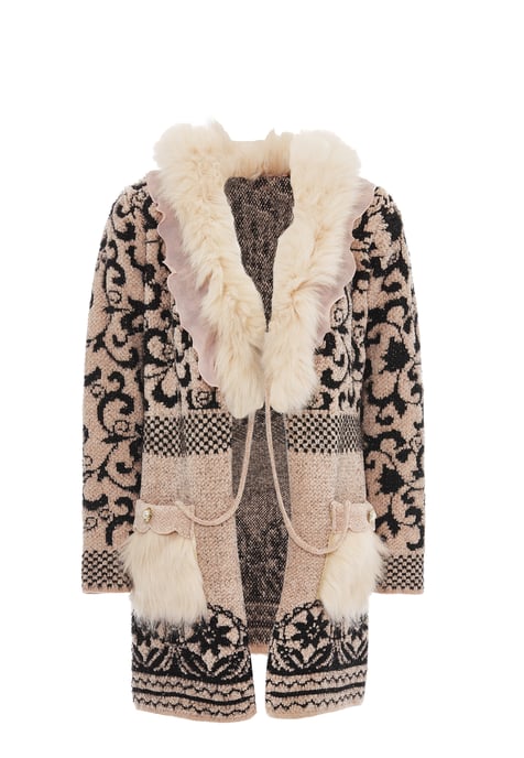 Faina Strickjacke Damen rosa schwarz - Image 1