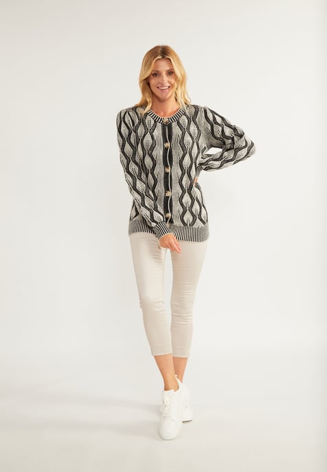 usha Strickjacke Damen wollweiß schwarz - Image 2