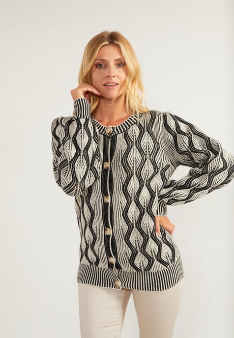 usha Strickjacke Damen wollweiß schwarz - Image 3
