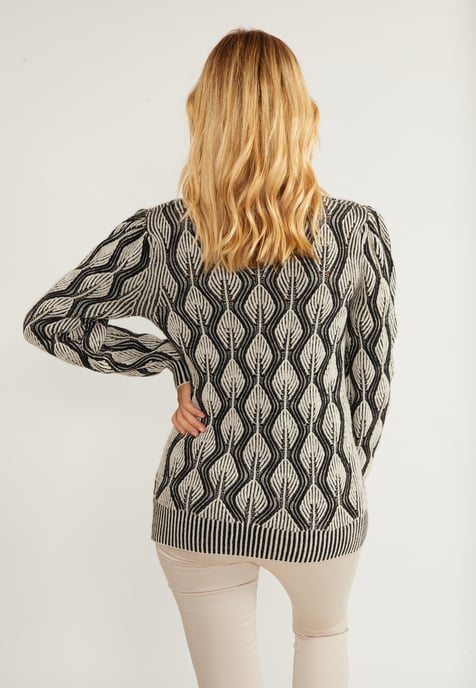 usha Strickjacke Damen wollweiß schwarz - Image 4
