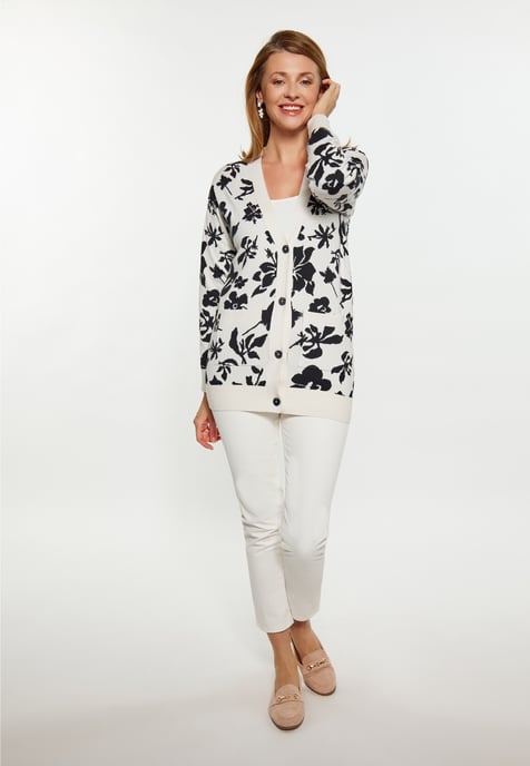 usha Strickjacke Damen wollweiß schwarz - Image 2