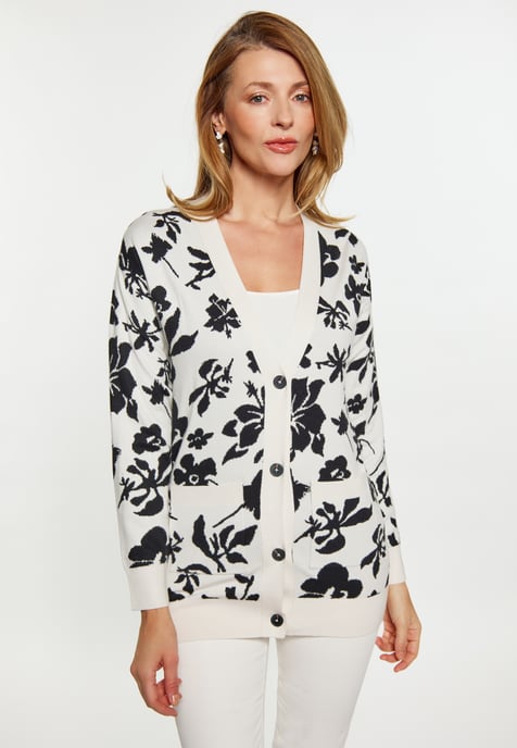 usha Strickjacke Damen wollweiß schwarz - Image 3