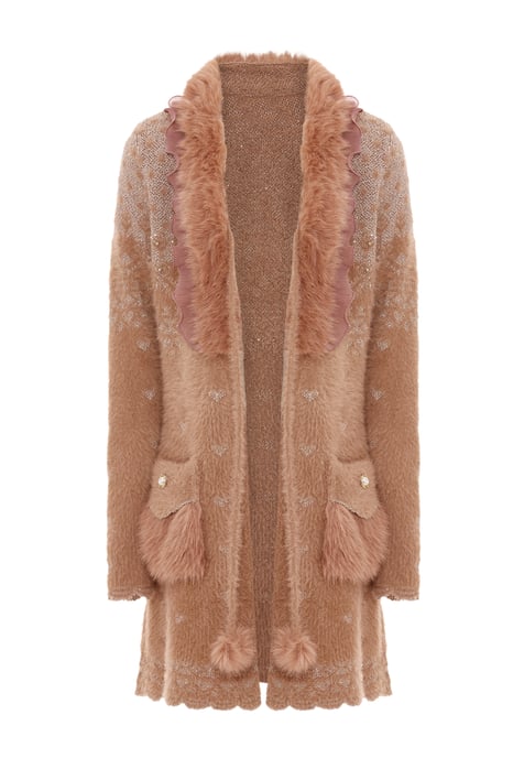 Faina Strickjacke Damen Dunkelrosa Rosa Gold - Image 1