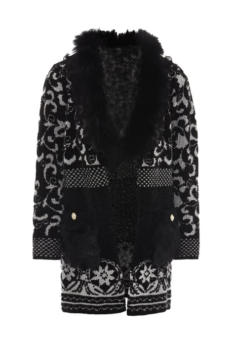 Faina Strickjacke Damen schwarz-wollweiß - Image 1