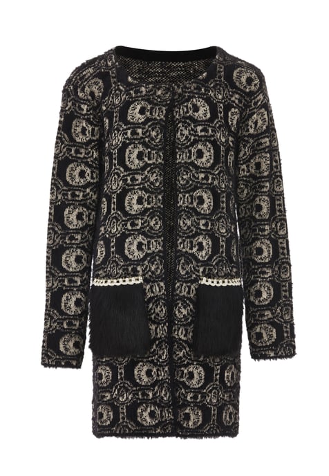 Faina Strickjacke Damen schwarz-wollweiß - Image 1
