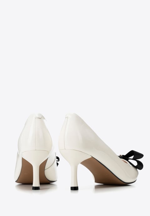 Wittchen Damen-Pumps aus Leder mit Schleife, Creme und Schwarz, Naturleder - Image 5
