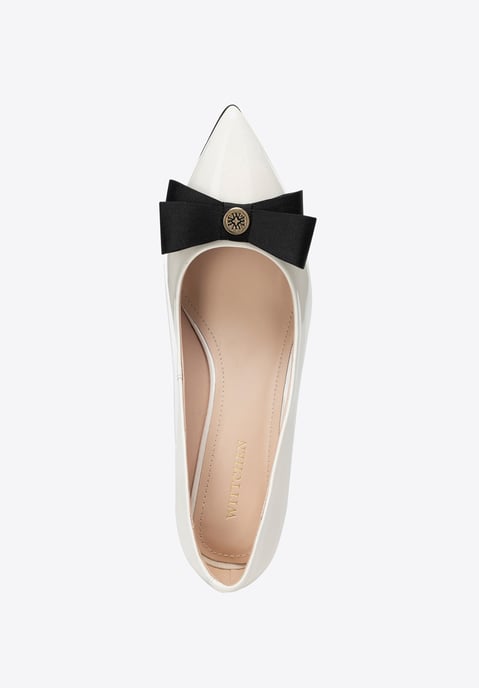 Wittchen Damen-Pumps aus Leder mit Schleife, Creme und Schwarz, Naturleder - Image 6