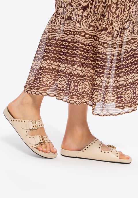 Wittchen Damen-Flip-Flops aus Leder mit Zierriemen, Beige, Naturleder - Image 3