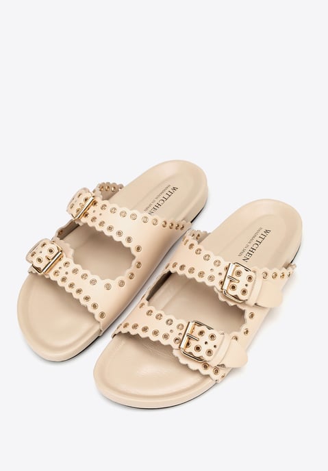 Wittchen Damen-Flip-Flops aus Leder mit Zierriemen, Beige, Naturleder - Image 4