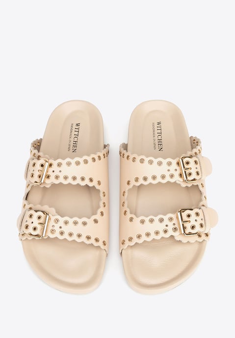 Wittchen Damen-Flip-Flops aus Leder mit Zierriemen, Beige, Naturleder - Image 5