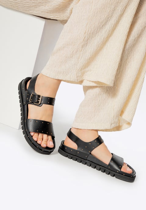 Wittchen Damen-Ledersandalen mit Nieten, Schwarz, Naturleder - Image 1
