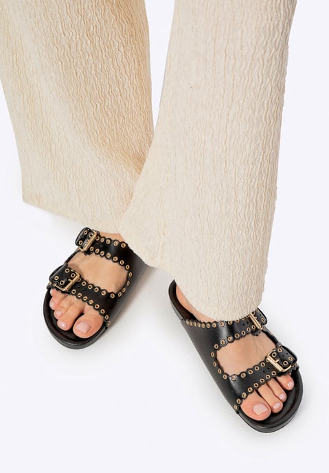 Wittchen Damen-Flip-Flops aus Leder mit Zierriemen, Schwarz, Naturleder - Image 2