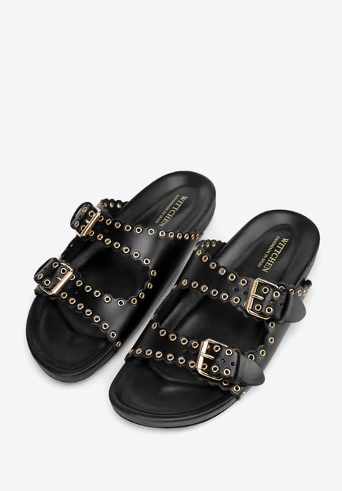 Wittchen Damen-Flip-Flops aus Leder mit Zierriemen, Schwarz, Naturleder - Image 3