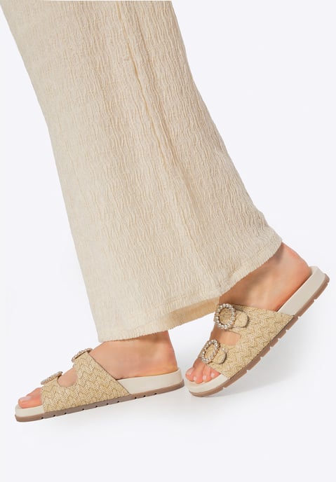 Wittchen Damen-Pantoletten aus Kunstraffia, beige, beiges Synthetikmaterial - Image 1