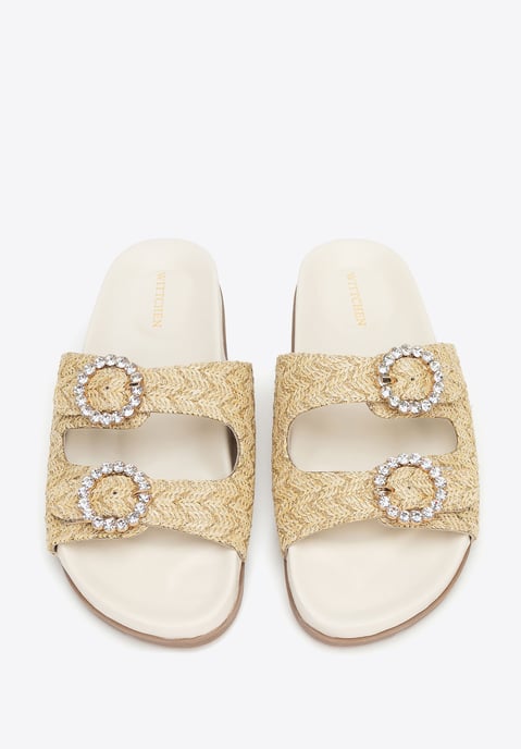 Wittchen Damen-Pantoletten aus Kunstraffia, beige, beiges Synthetikmaterial - Image 4