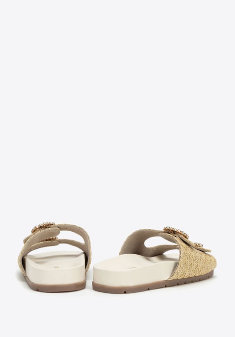 Wittchen Damen-Pantoletten aus Kunstraffia, beige, beiges Synthetikmaterial - Image 5