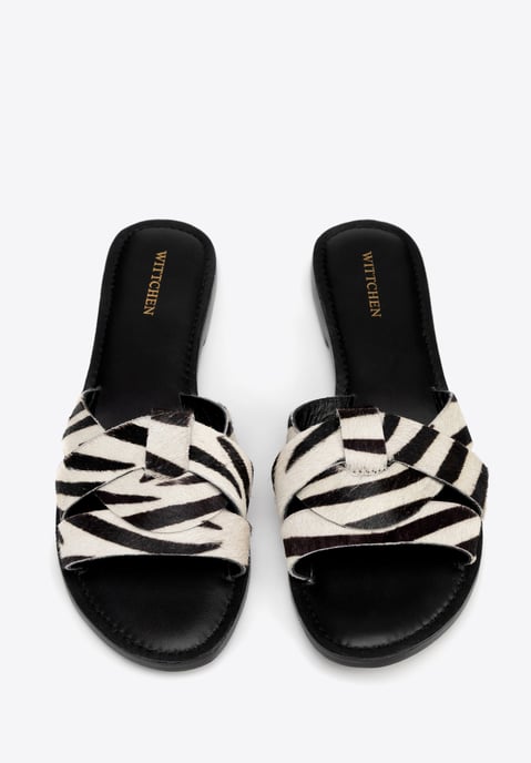 Wittchen Damen-Flip-Flops aus Leder mit Animal-Print in Schwarz und Beige - Image 3