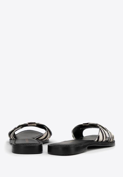 Wittchen Damen-Flip-Flops aus Leder mit Animal-Print in Schwarz und Beige - Image 4