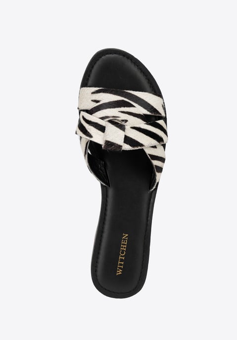 Wittchen Damen-Flip-Flops aus Leder mit Animal-Print in Schwarz und Beige - Image 5