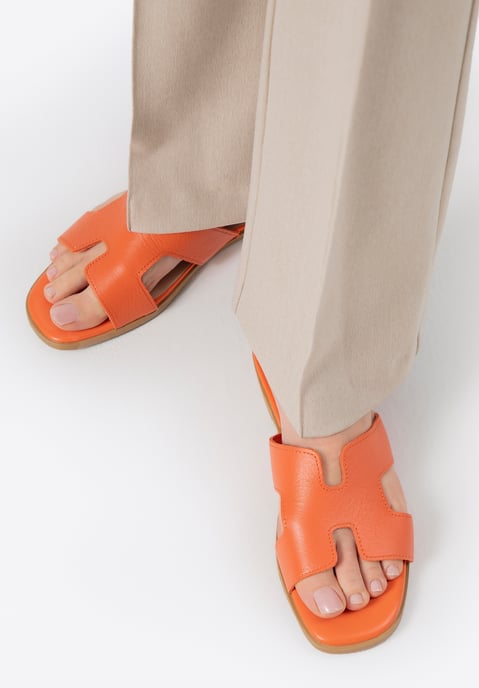 Wittchen Damen-Lederpantoletten in H-Form, Orange, Naturleder - Image 2