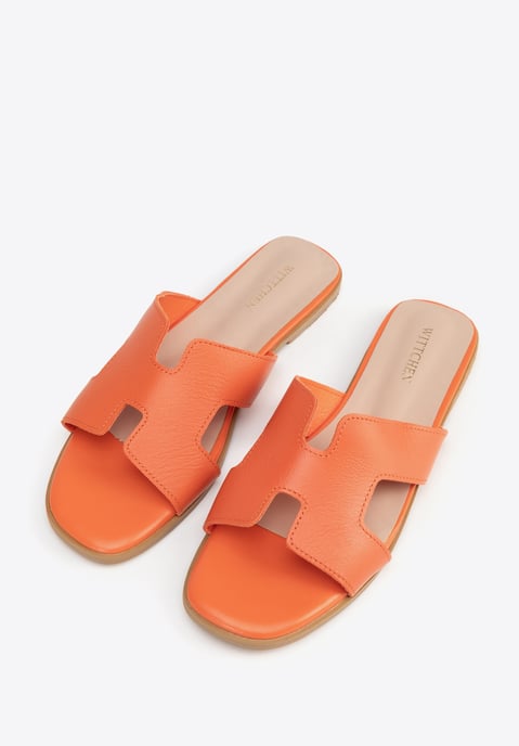 Wittchen Damen-Lederpantoletten in H-Form, Orange, Naturleder - Image 3