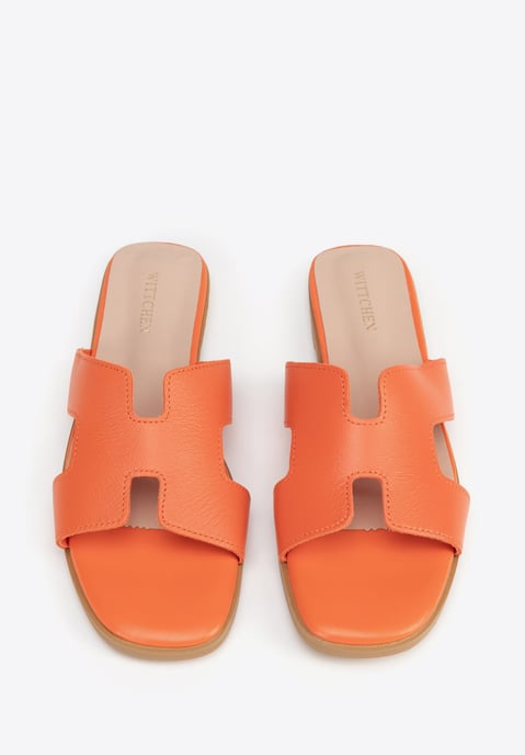Wittchen Damen-Lederpantoletten in H-Form, Orange, Naturleder - Image 4