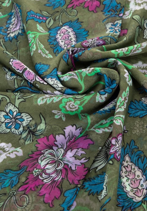 Wittchen Damenschal mit Blumenmuster, grün und blau, Polyester - Image 2