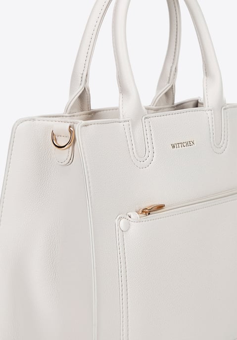 Wittchen Damen-Laptoptasche (13 Zoll) aus cremefarbenem Kunstleder - Image 4