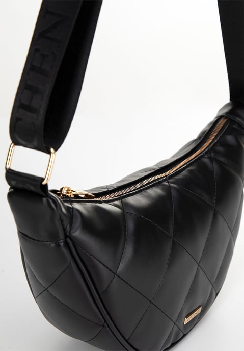 Wittchen Damen-Umhängetasche mit geometrischen Ziernähten, schwarz und gold - Image 4