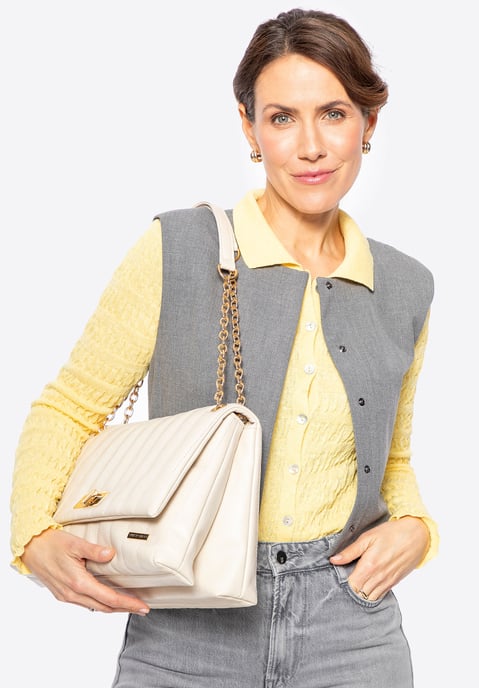 Wittchen Damen-Umhängetasche aus Öko-Leder, groß, zwei Fächer, cremefarben - Image 1